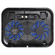 Подставка для ноутбука Buro BU-LCP140-B214H 14"338x255x22мм 1xUSB 2x 140ммFAN 480г металлическая сетка/пластик черный
