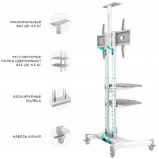 Подставка для телевизора Onkron TS1552 белый 40"-70" макс.60.5кг напольный мобильный