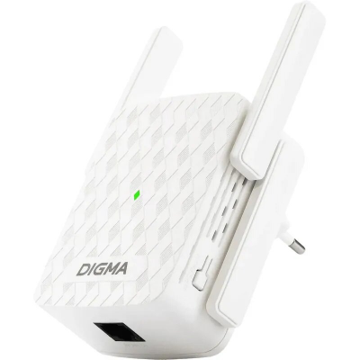 Повторитель беспроводного сигнала Digma D-WR310 (D-WR310V2) N300 Wi-Fi белый