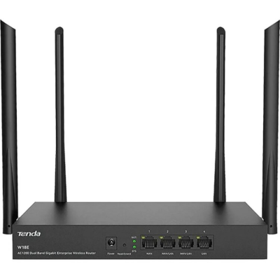 Роутер беспроводной Tenda W18E AC1200 10/100/1000BASE-TX черный