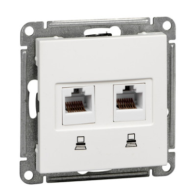 Розетка Schneider Electric W59 двойная компьютерная RJ45 кат.5E. скрытая в рамку белая (RSI-251KK5E-1-86)
