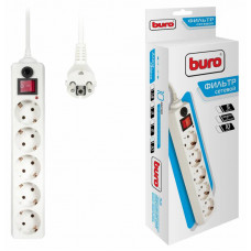 Сетевой фильтр Buro 500SH-10-W 10м (5 розеток) белый (коробка)