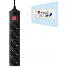 Сетевой фильтр Buro 500SH-3-B 3м (5 розеток) черный (коробка)