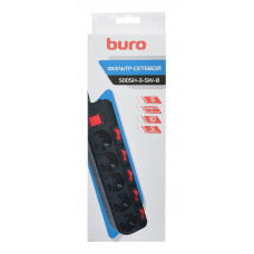 Сетевой фильтр Buro 500SH-3-SW-B 3м (5 розеток) черный (коробка)