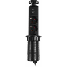 Сетевой разветвитель Premier 3R USB 1.8м (3 розетки) черный (коробка)