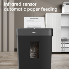 Шредер Deli ET023 черный с автоподачей (секр.P-4) фрагменты 8лист. 15лтр.