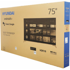 Телевизор QLED Hyundai 75" H-LED75QBU7500 Android TV Frameless черный/серебристый 4K Ultra HD 60Hz DVB-T DVB-T2 DVB-C DVB-S DVB-S2 USB WiFi Smart TV