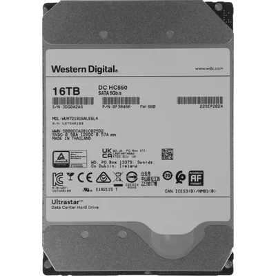Жесткий диск WD SATA-III 16TB 0F38466 WUH721816ALE6L4 Server Ultrastar DC HC550 512E (7200rpm) 512Mb 3.5"
