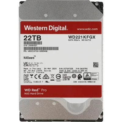 Жесткий диск WD SATA-III 22TB WD221KFGX NAS Red Pro (7200rpm) 512Mb 3.5"