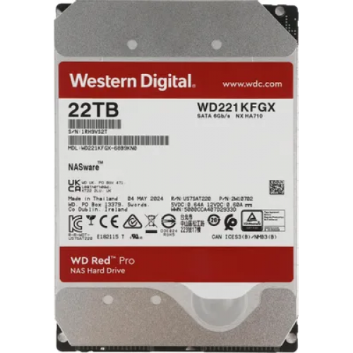Жесткий диск WD SATA-III 22TB WD221KFGX NAS Red Pro (7200rpm) 512Mb 3.5"