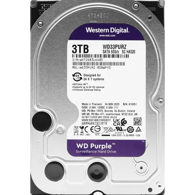 Жесткий диск WD SATA-III 3TB WD33PURZ Surveillance Purple (5400rpm) 256Mb 3.5"
