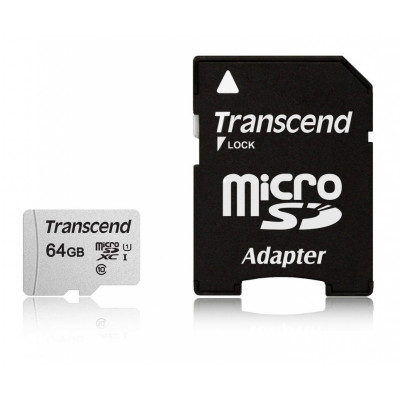 Флеш карта microSDXC 64Gb Class10 Transcend TS64GUSD300S-A + adapter