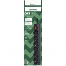 Сетевой фильтр Surge Protector Defender DFS 155 5m, black, 6 outlets