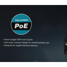 Коммутатор D-Link DGS-1008MP/B1A 8x1Гбит/с 8PoE+ 125W неуправляемый