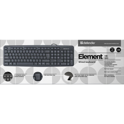 Клавиатура Defender Element HB-520 черный USB slim