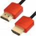 Greenconnect Кабель SLIM 1.0m HDMI 2.0, красные коннекторы Slim, OD3.8mm, HDR 4:2:2, Ultra HD, 4K 60 fps 60Hz, 3D, AUDIO, 18.0 Гбит/с, 32/32 AWG, GCR-51213