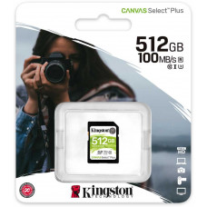 Флеш карта SDXC 512Gb Class10 Kingston SDS2/512GB Canvas Select Plus w/o adapter