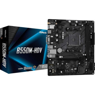 Материнская плата Asrock B550M-HDV Soc-AM4 AMD B550 2xDDR4 mATX AC`97 8ch(7.1) GbLAN RAID+VGA+DVI+HDMI