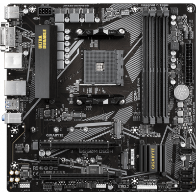 Материнская плата Gigabyte B550M DS3H Soc-AM4 AMD B550 4xDDR4 mATX AC`97 8ch(7.1) GbLAN RAID+DVI+HDMI