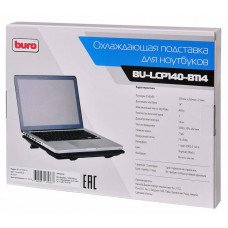 Подставка для ноутбука Buro BU-LCP140-B114 14"335x265x23мм 1xUSB 1x 140ммFAN металлическая сетка/пластик черный