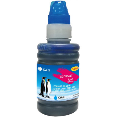 Чернила G&G GG-T6642C голубой100мл для Epson L100, L110, L120, L130, L132, L210, L222
