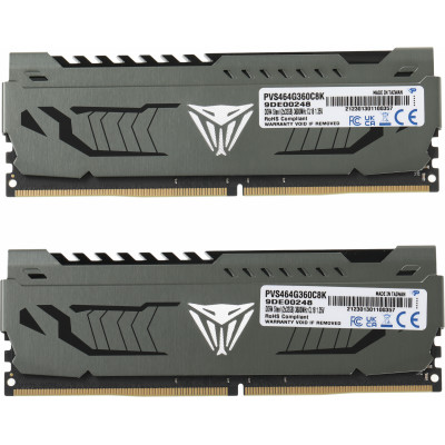 Память DDR4 2x32Gb 3600MHz Patriot PVS464G360C8K Viper Steel RTL PC4-28800 CL18 DIMM 288-pin 1.35В dual rank