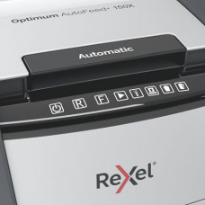Шредер Rexel Optimum AutoFeed 150X черный с автоподачей (секр.P-4) фрагменты 150лист. 44лтр. скрепки скобы пл.карты