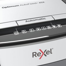 Шредер Rexel Optimum AutoFeed 45X черный с автоподачей (секр.P-4) фрагменты 45лист. 20лтр. скрепки скобы пл.карты