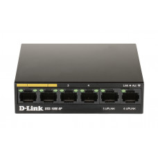 Коммутатор D-Link DSS-100E-6P/A1A 6x100Mb 4PoE+ 55W неуправляемый