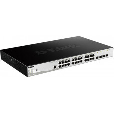 Коммутатор D-Link DGS-1210-28MP/ME DGS-1210-28MP/ME/B (L2) 24x1Гбит/с 4xКомбо(1000BASE-T/SFP) 4SFP 24PoE 370W управляемый