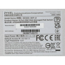 Коммутатор Zyxel GS1200-8HPV2-EU0101F (L2) 8x1Гбит/с 4PoE+ 60W управляемый