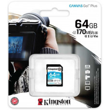 Флеш карта SDXC 64Gb Class10 Kingston SDG3/64GB Canvas Go! Plus w/o adapter