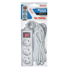 Сетевой фильтр Buro 300SL-5-G 5м (3 розетки) серый (пакет ПЭ)