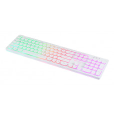 Клавиатура Оклик 420MRL белый USB slim Multimedia LED