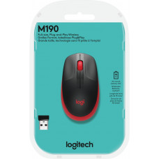 Мышь Logitech M190 красный/черный оптическая (1000dpi) беспроводная USB (2but)