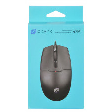 Мышь Оклик 147M черный оптическая (1600dpi) USB (4but)