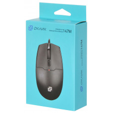 Мышь Оклик 147M черный оптическая (1600dpi) USB (4but)