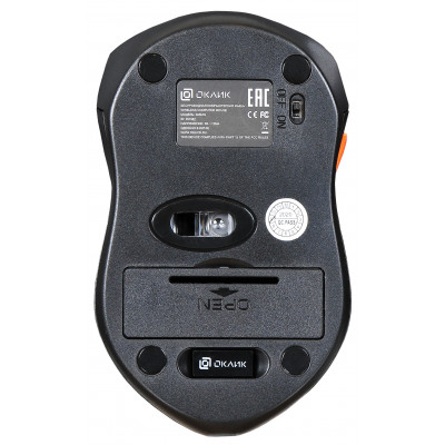 Мышь Оклик 585MW черный оптическая (1600dpi) беспроводная USB для ноутбука (7but)