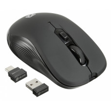 Мышь Оклик 610MWC черный оптическая (1600dpi) беспроводная USB/USB-C для ноутбука (6but)