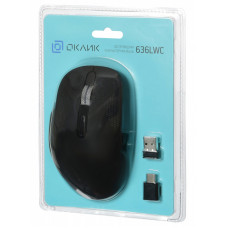 Мышь Оклик 636LWC черный оптическая (1600dpi) беспроводная USB/USB-C для ноутбука (6but)