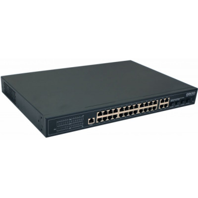 Коммутатор Osnovo SW-8244/L(400W) (L2) 28x1Гбит/с 4xКомбо(1000BASE-T/SFP) 24PoE+ 400W управляемый