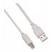 Кабель Buro Reversible USB A(m) USB B(m) 1.8м серый плоский