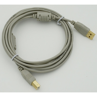 Кабель USB A(m) USB B(m) 3м феррит.кольца серый