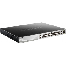 Коммутатор D-Link DGS-3130-30PS/B (L3) 24x1Гбит/с 2x10Гбит/с 4xКомбо(10GBase-T/SFP+) 4SFP+ 24PoE 370W управляемый