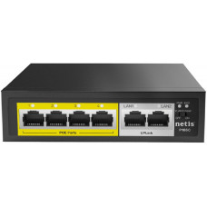 Коммутатор Netis P106C 6x100Мбит/с 4PoE+ 60W неуправляемый