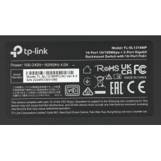 Коммутатор TP-Link TL-SL1218MP (L2) 16x100Мбит/с 2x1Гбит/с 2xКомбо(1000BASE-T/SFP) 16PoE+ 192W неуправляемый