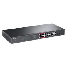 Коммутатор TP-Link TL-SL1218MP (L2) 16x100Мбит/с 2x1Гбит/с 2xКомбо(1000BASE-T/SFP) 16PoE+ 192W неуправляемый