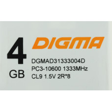 Память DDR3 4Gb 1333MHz Digma DGMAD31333004D RTL PC3-10600 CL9 DIMM 240-pin 1.5В dual rank