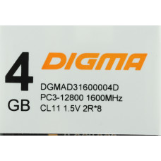 Память DDR3 4Gb 1600MHz Digma DGMAD31600004D RTL PC3-12800 CL11 DIMM 240-pin 1.5В dual rank