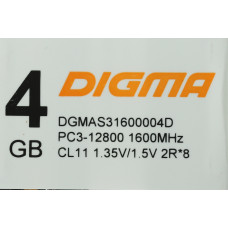 Память DDR3 4Gb 1600MHz Digma DGMAS31600004D RTL PC3-12800 CL11 SO-DIMM 204-pin 1.5В dual rank
